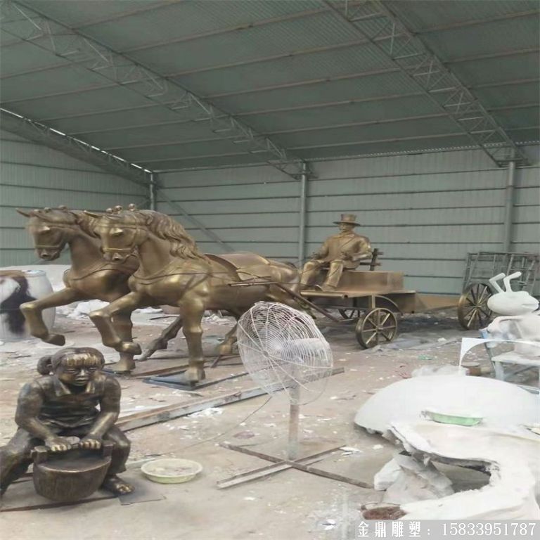 玻璃鋼仿銅馬車雕塑，馬車雕塑定做，啤酒節(jié)馬車雕塑8