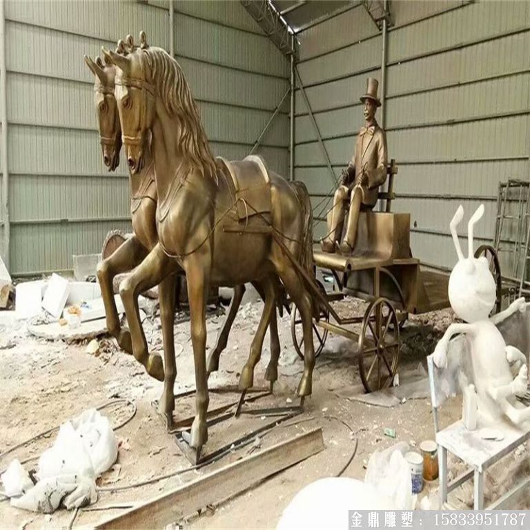 玻璃鋼仿銅馬車雕塑，馬車雕塑定做，啤酒節(jié)馬車雕塑1