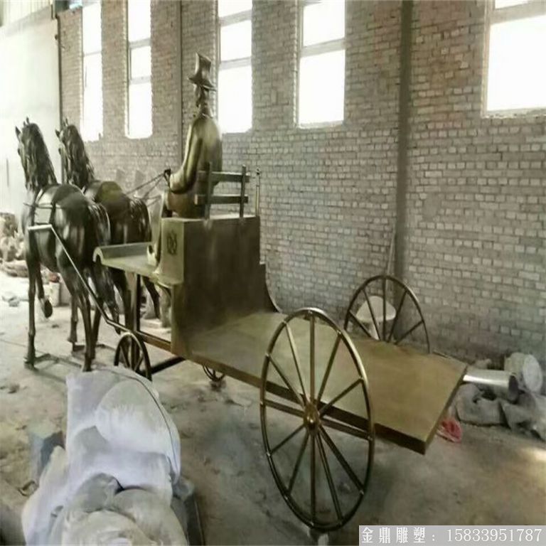 玻璃鋼仿銅馬車雕塑，馬車雕塑定做，啤酒節(jié)馬車雕塑2