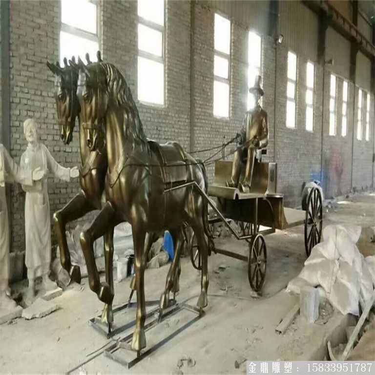 玻璃鋼仿銅馬車雕塑，馬車雕塑定做，啤酒節(jié)馬車雕塑3