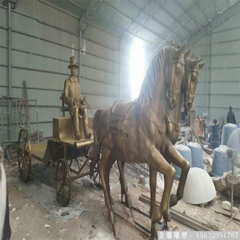 玻璃鋼仿銅馬車雕塑，馬車雕塑定做，啤酒節(jié)馬車雕塑5