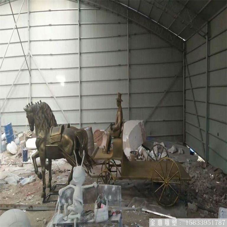 玻璃鋼仿銅馬車雕塑，馬車雕塑定做，啤酒節(jié)馬車雕塑6