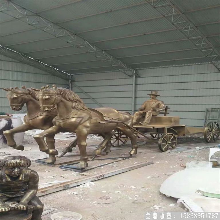 玻璃鋼仿銅馬車雕塑，馬車雕塑定做，啤酒節(jié)馬車雕塑7