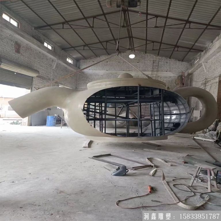 不銹鋼懸空天壺茶壺噴泉，景觀壺案例