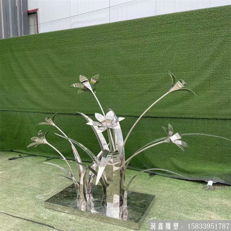 不銹鋼鏡面花朵雕塑，公園擺件花型雕塑